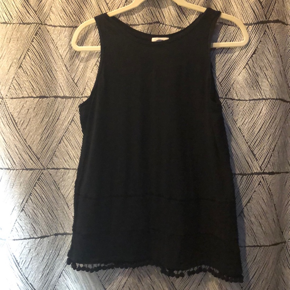Black tank with pompom detail